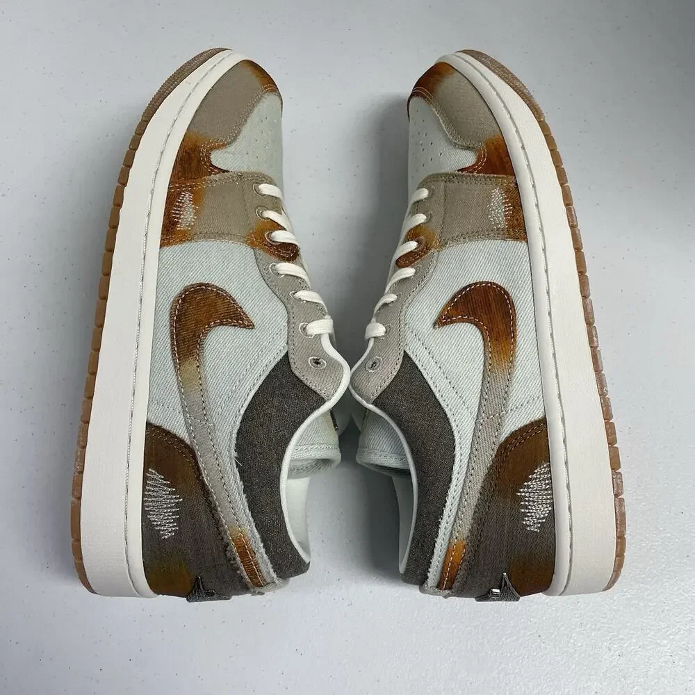 Air Jordan 1 Low Sail Light Bone IM6664 991 Size 11 Distressed Brown Orange